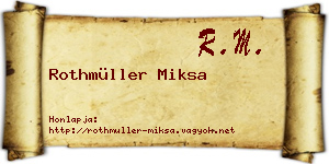 Rothmüller Miksa névjegykártya